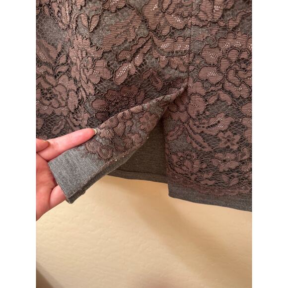 Ann Taylor LOFT Gray and Brown Lace Straight Pencil Skirt Size 12 - Picture 4 of 8